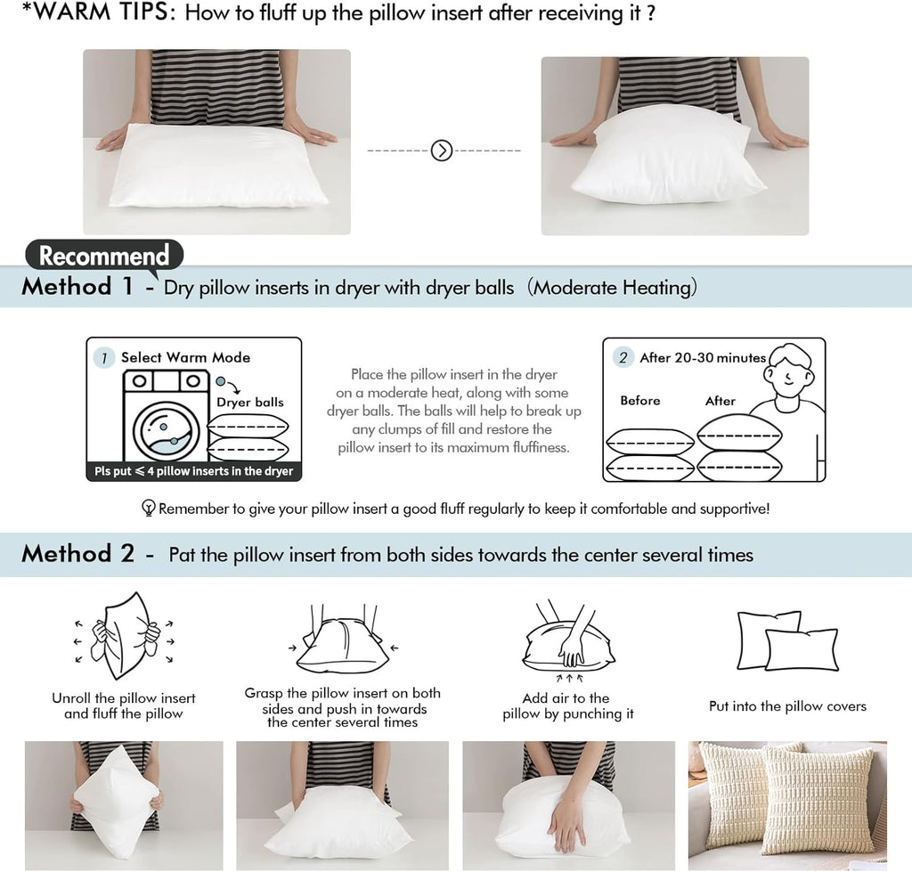 MIULEE Throw Pillow Insert Premium Pillow Stuffer Sham Rectangle for Decorative Cushion Bed Couch Sofa 12x20 Inch