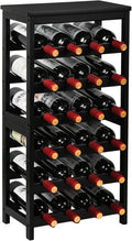 Bamboo Wine Rack, Sturdy and Durable Wine Storage Cabinet Shelf, Wine Racks Countertop for Pantry,Kitchen,3-Tier 12 Bottles Wine Rack Black
