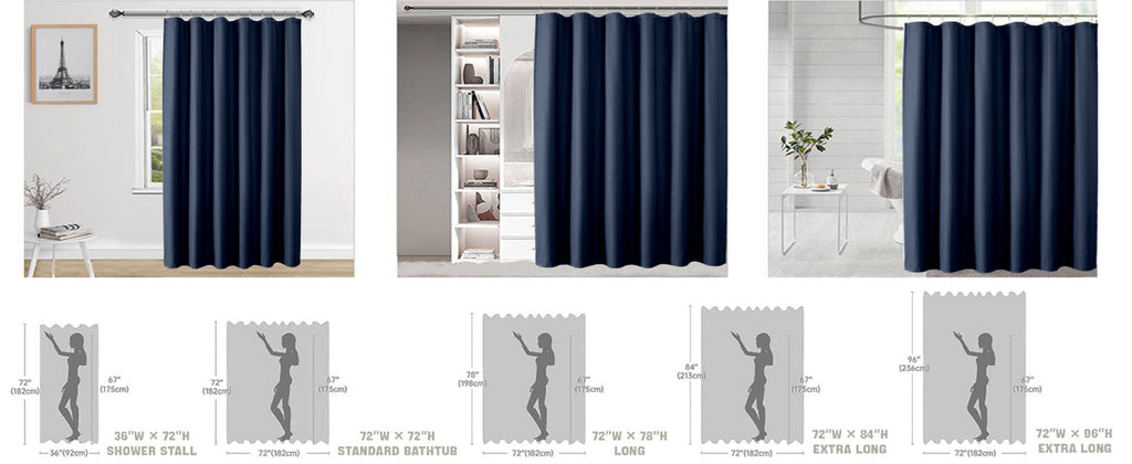 Moga Navy Blue Fabric Shower Curtains for Bathroom - Blue Hotel Spa Polyester Cloth Bath Curtain with 12 Holes, 72x72, Machine Washable, Navy Blue