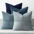 Teal Orange Decorative Throw Pillow Covers 18x18 Inch Set of 4 Boho Corduroy Striped Cushion Cases Modern Farmhouse Patchwork Pillow Cases for Couch Sofa Bedroom Home Decor