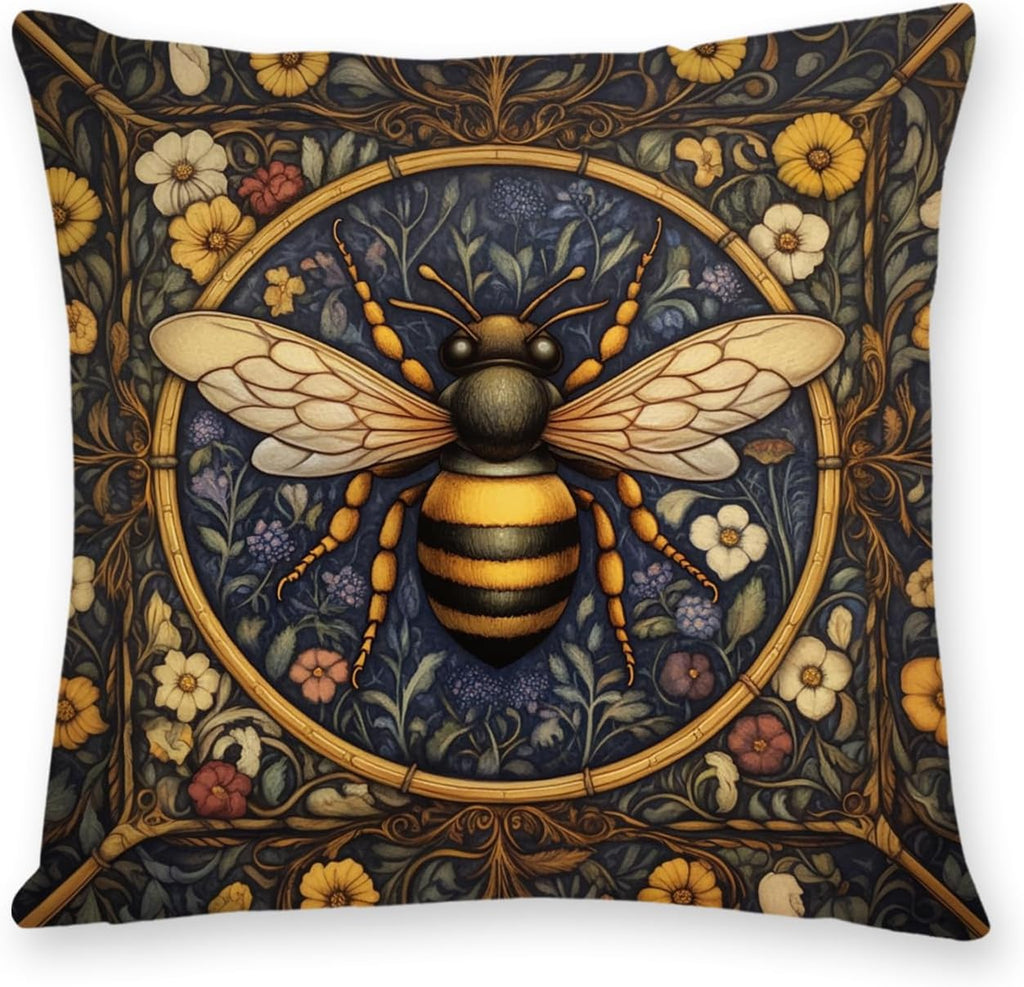 William Morris Abstract Vintage Print Floral Velvet Design Throw Pillow Covers Home Decor, Retro Art Decor Pillowcase Cushion Cover for Bed Sofa Living Room, Square 18x18inch (Black-Floral2)